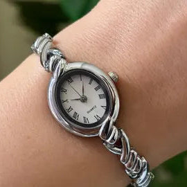 Classic Silver Round Dial Watch